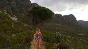 Jenny finishing along the Pipe track of Table Mountain